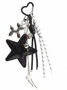 Plush Beige Star Bag Keychain Charm – Soft Smiley Accessoryy